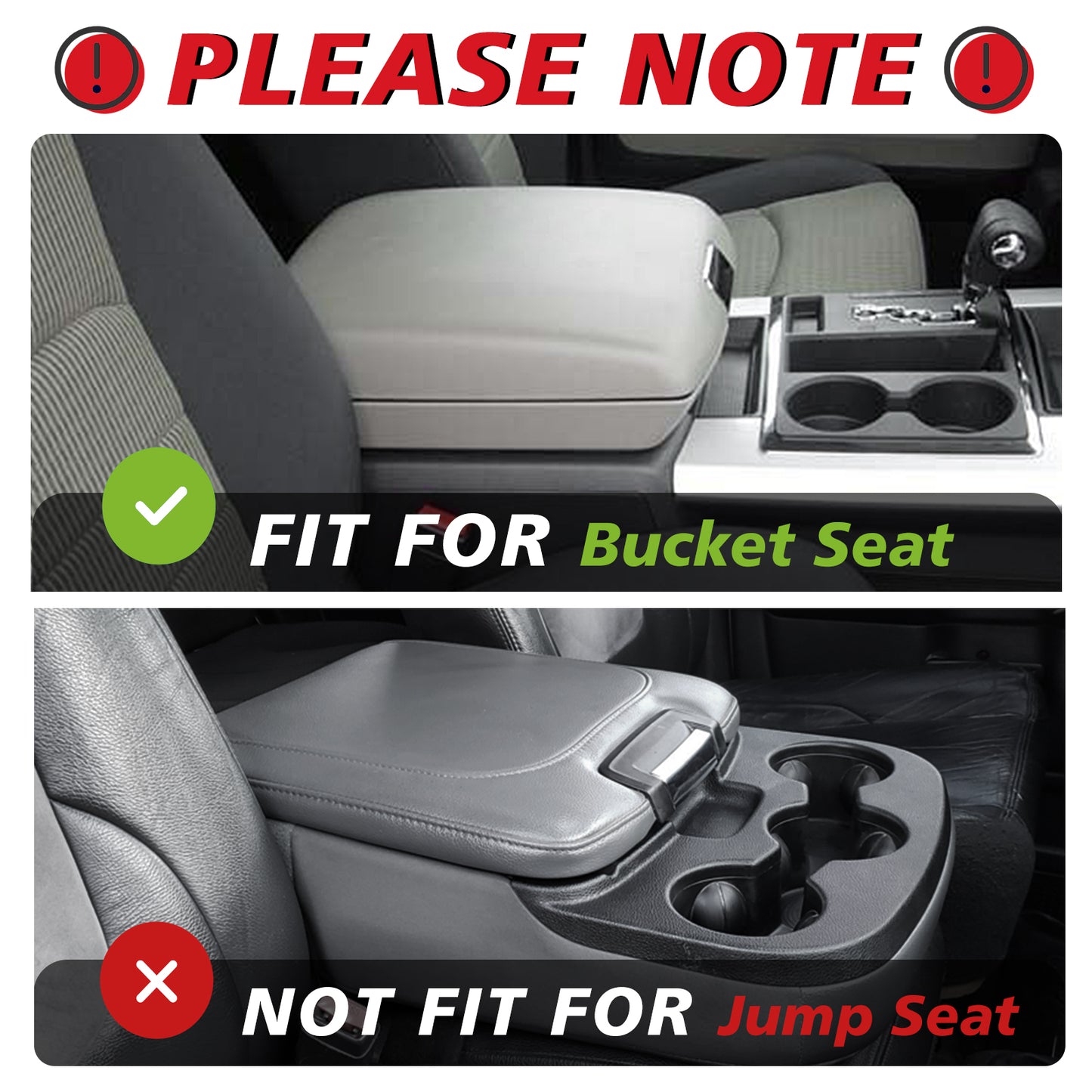 Center Console Armrest Cover Compatible with Dodge Ram1500/2500/3500 2013-2018 Comfort Armrest Pad Arm Rest Cushion Vegan Leather Protector Regular Thick(Bucket Seat ONLY)