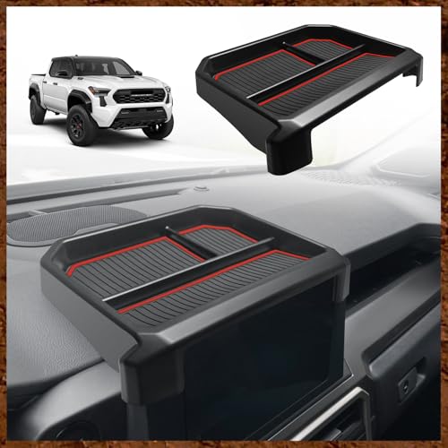 TripleAliners Dashboard Storage Box Compatible with 2024 Tacoma Accessories Center Console Organizer w/ 8-inch Screen for 24Tacoma SR SR5 TRD PreRunner TRD Sport Off-Road Pro Trailhunter