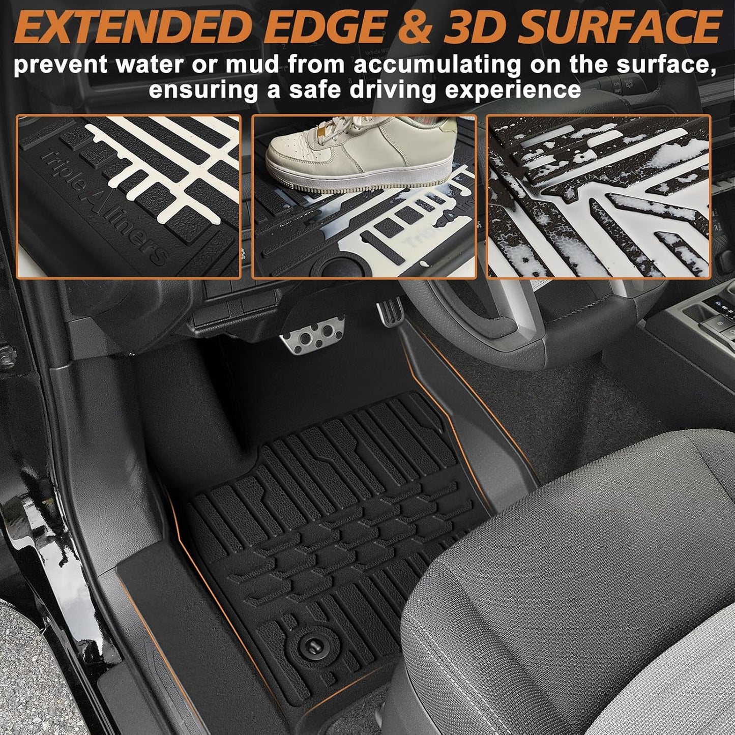 TripleAliners Floor Mats & Trunk Mat & Rear Seatback Cover All Weather TPE Liners Fit for Toyota 2025 4Runner Accessories Custom Fit TPE Heavy-Duty (Only for 5 Seats) - Not for Hybrid Model