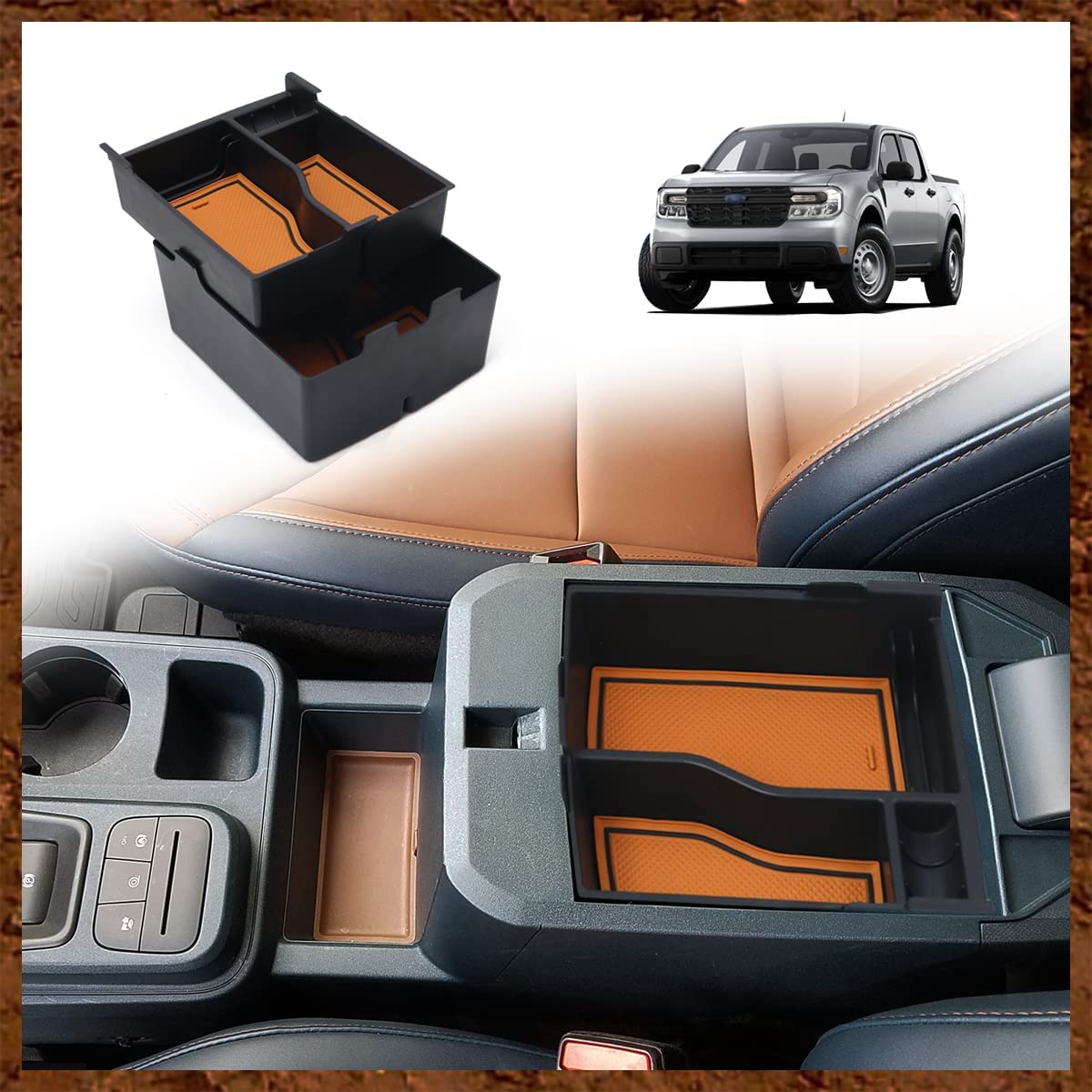 Center Console Storage Tray with PVC Insert Mats for 2022-2023 Maverick