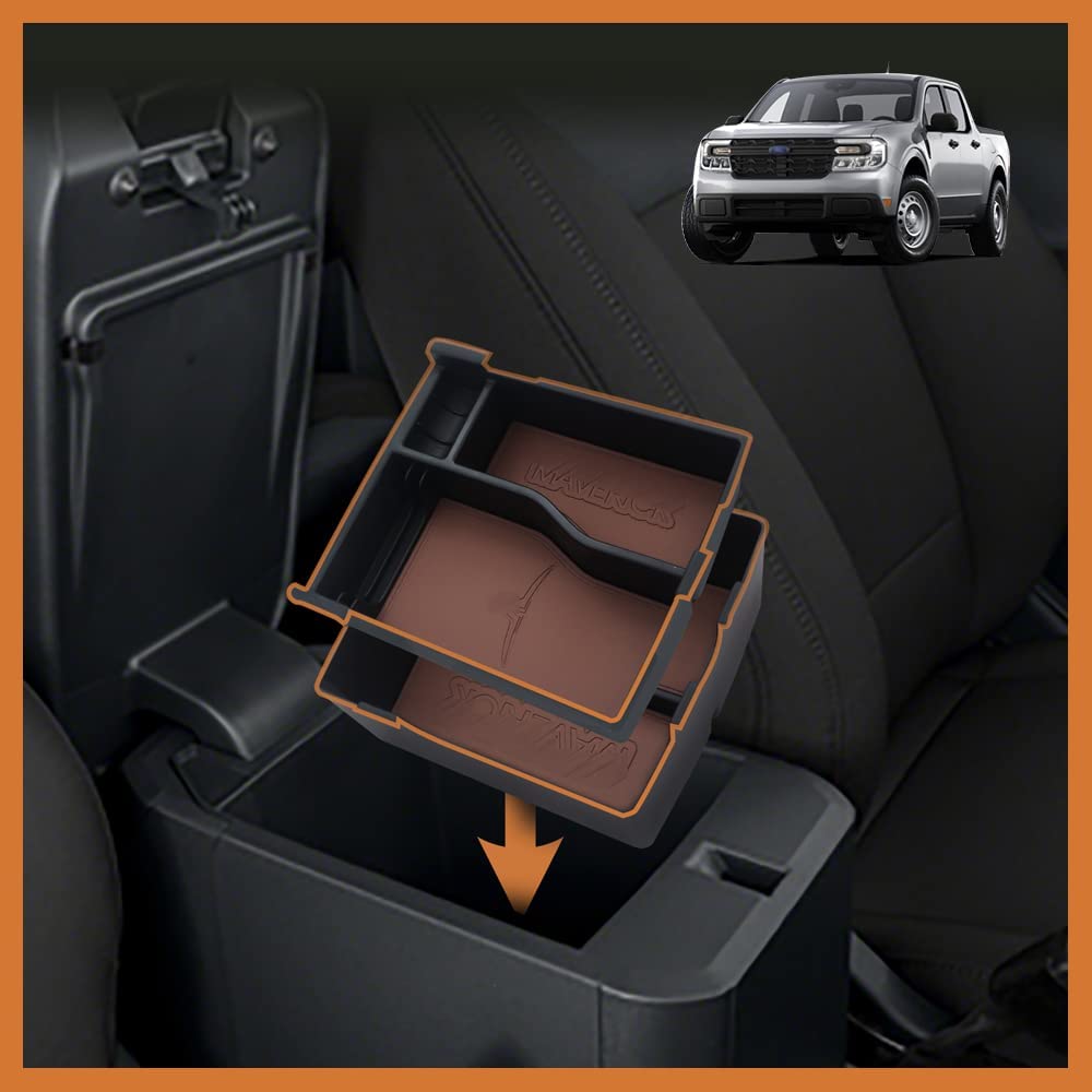 Center Console Storage Tray with Vegan Leather Insert Mats for 2022-2023 Maverick