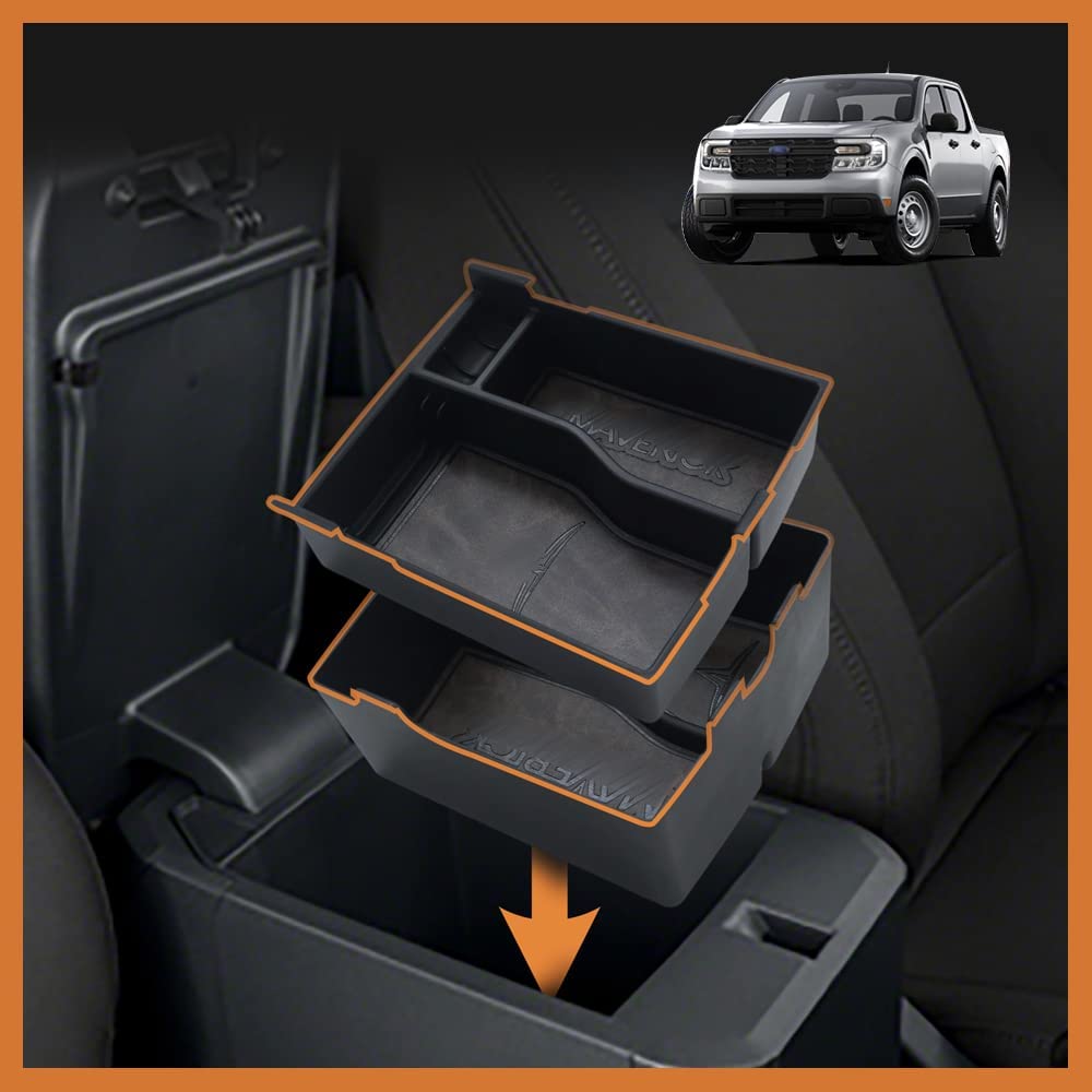 Center Console Storage Tray with Vegan Leather Insert Mats for 2022-2023 Maverick