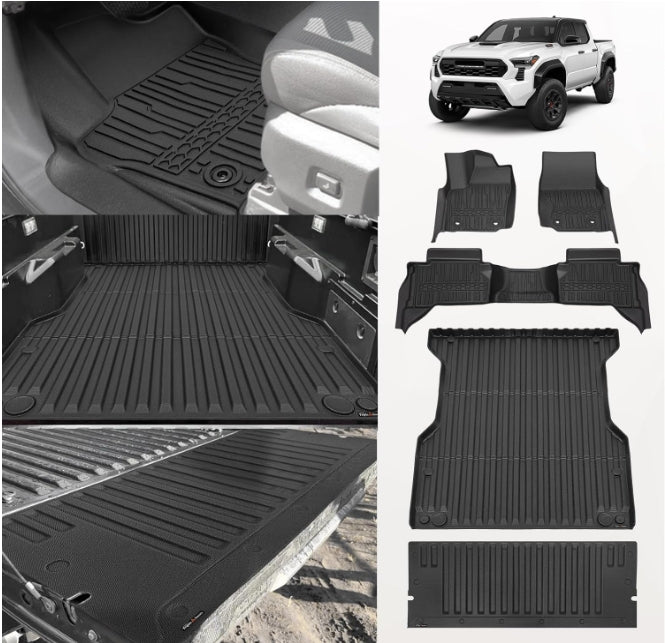 Floor Mats&Truck Bed Mat&Tailgate Mat Full Set All Weather Liners for 2024+ Toyota Tacoma
