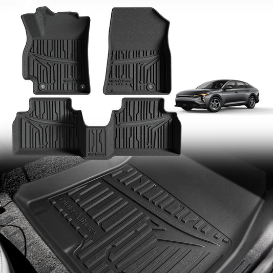 TripleAliners All Weather Floor Mats Compatible with 2025 KIA K4 Accessories 1st & 2nd Row Liners TPE Full Coverage Protection Waterproof Car Floor Liners