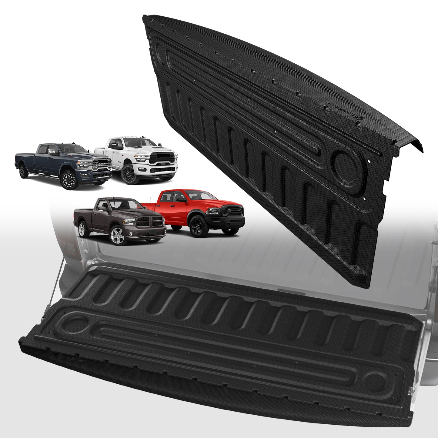 TripleAliners for Ram 1500 2009-2018 & Ram 2500/3500 2009-2026&Ram1500 Classic 2019-2024 Standard Tailgate Mat with Tailgate Cap Top Protector Full-Coverage Truck Bed Cover Liner Replacement