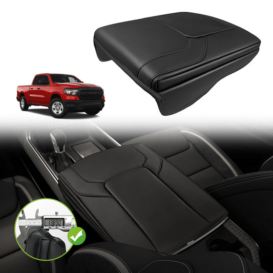 Center Console Armrest Cover Compatible with Dodge Ram1500 2500 3500 2019-2025 Comfort Armrest Pad Arm Rest Cushion Vegan Leather Protector 1-Inch Extra Thick(Bucket Seat ONLY, NO FOR LIMITED)