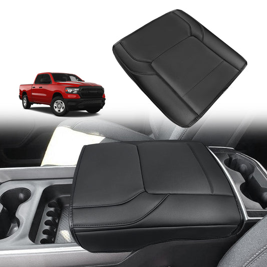 Center Console Armrest Cover Compatible with Dodge Ram1500 2500 3500 2019-2025 Comfort Armrest Pad Arm Rest Cushion Vegan Leather Protector Regular Thick(Bucket Seat ONLY, NO Limited)