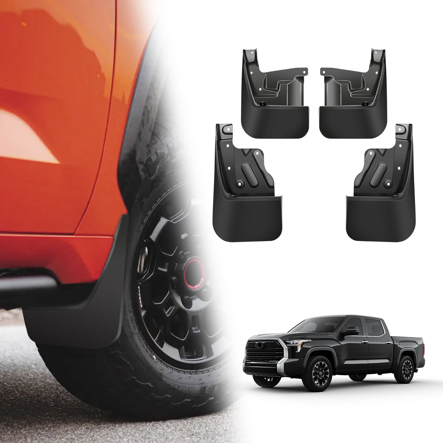 Mud Flaps for Toyota Tundra 2022-2024 3rd Gen Accessories Flaps Front & Rear 4PCS Set Splash Guards