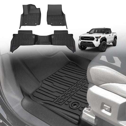 TripleAliners Floor Mats for 2024 Toyota Tacoma Front and Rear 2-Row Set