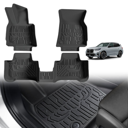 TripleAliners Floor Mats All Weather Compatible with 2025 BMW X3 Accessories 1st & 2nd Row TPE Heavy Duty Protection Odorless Anti-Slip Floor Liners