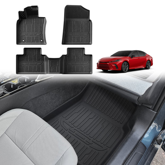 TripleAliners Floor Mats All Weather Compatible with 2025 Toyota Camry Accessories 1st & 2nd Row Full Set Floor Liners TPE Custom Fit Protection Car Mats