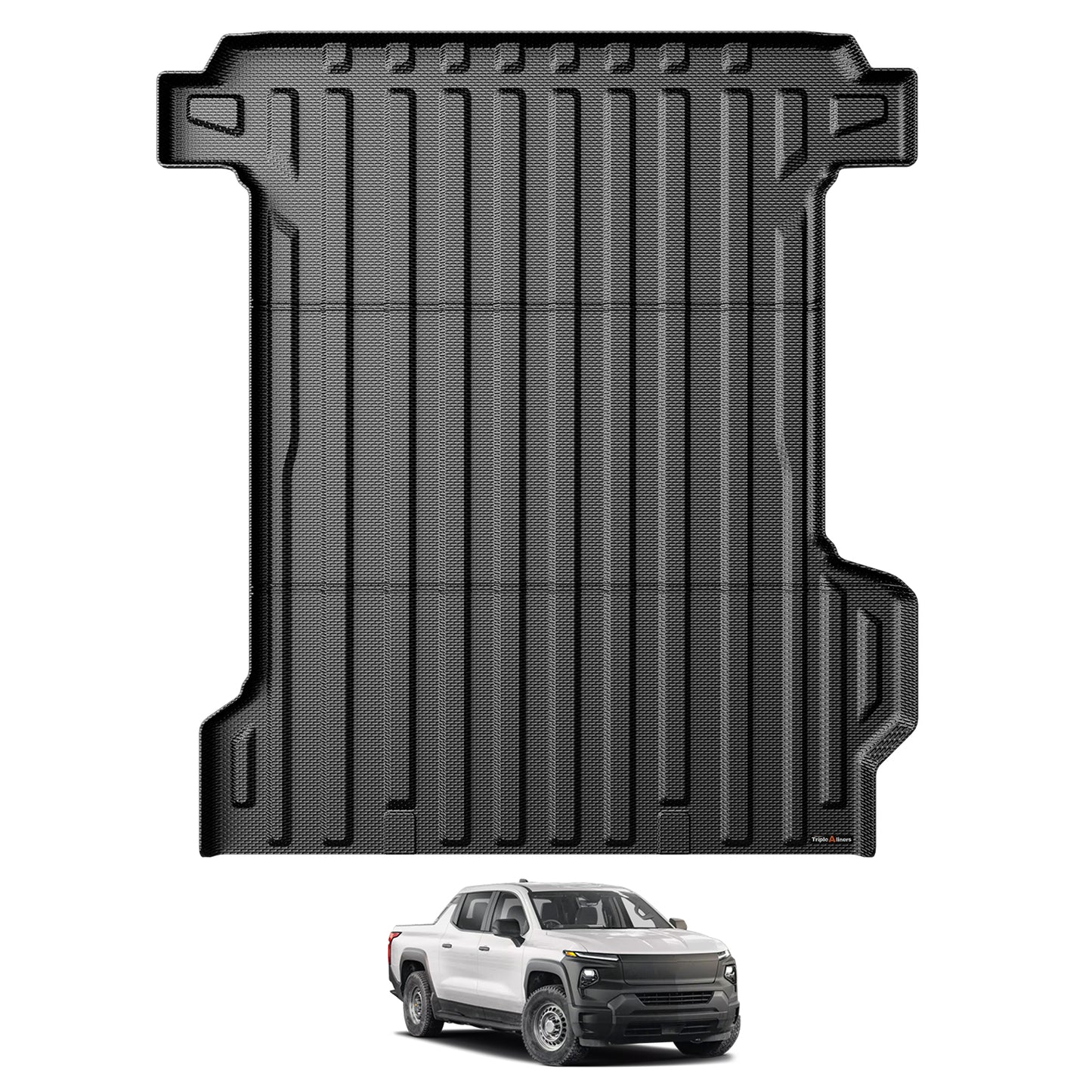 Truck Bed Mat Compatible with 2024 2025 Chevrolet Silverado EV WT Version Accessories 5'11'' Vehicle Bed Mat Perfectly Flush All Weather Protection TPE Heavy Duty Pickup Car Cargo Mat