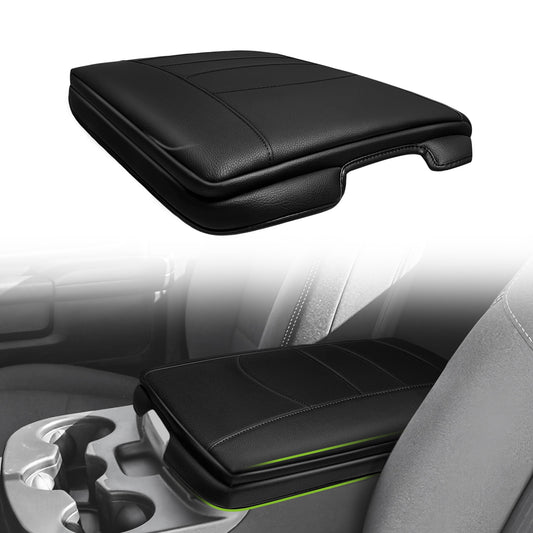 Muslogy Center Console Armrest Cover Compatible with Dodge Ram1500 2013-2018 & ram2500/3500 2013-2025 Comfort Armrest Pad Arm Rest Cushion Vegan Leather Protector 1-Inch Extra Thick(Jump Seat ONLY)