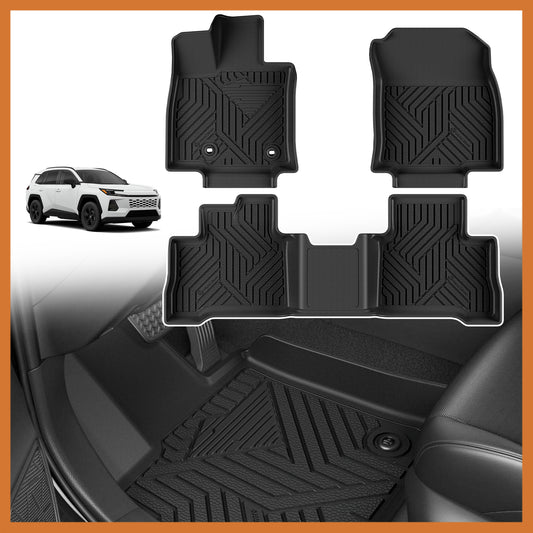 TripleAliners All Weather Floor Mats Compatible with 2026 Toyota RAV4 Hybrid Accessories TPE Custom Fit Odorless Anti-Slip Car Floor Liners (Won't Fit Plug-in Hybrid)