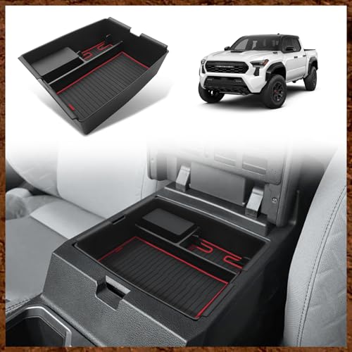 TripleAliners Center Console Organizer Compatible with Toyota Tacoma 2024 & 2025 4Runner Accessories Middle Console Storage Box ABS Material with Anti-Slip Mats Interior Insert Tray