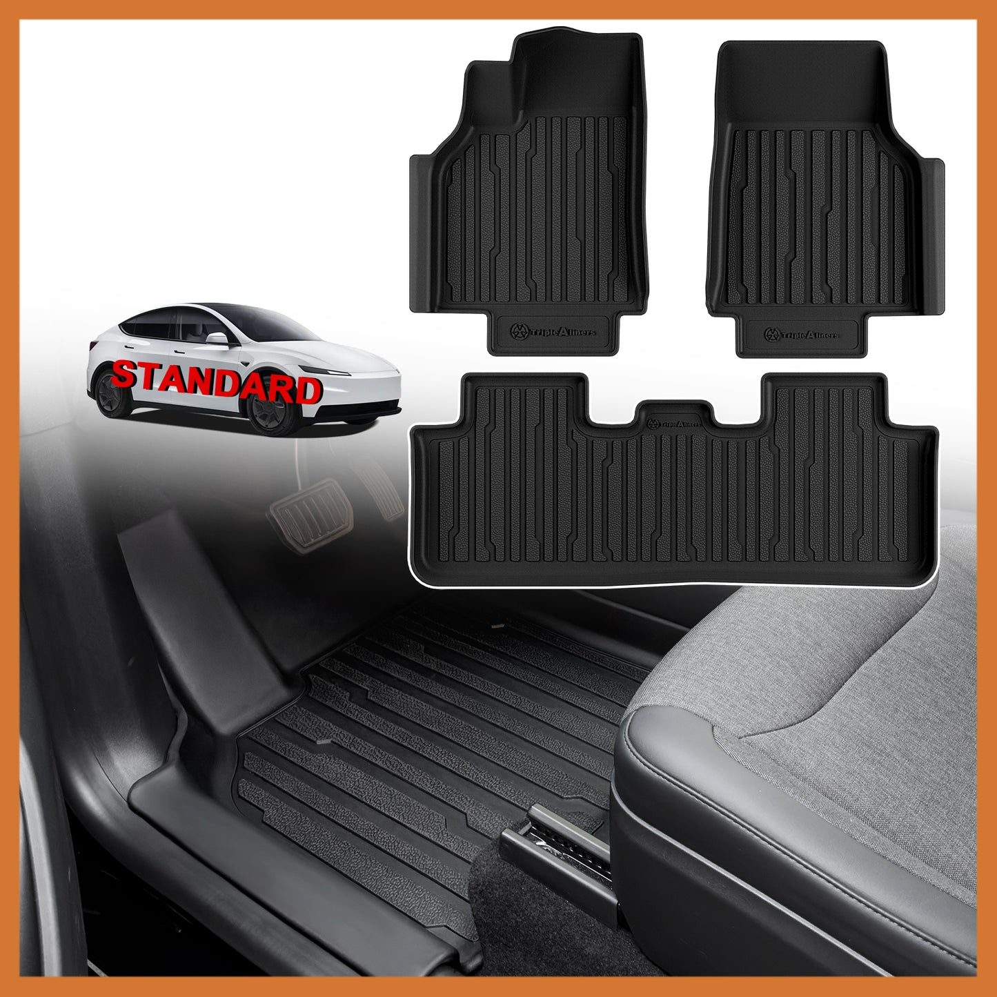 TripleAliners Floor Mats for 2025+ Tesla Model Y Juniper Standard (for Standard Trim ONLY)