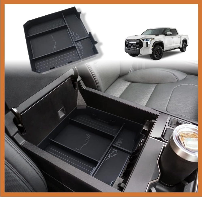 for 2022 2023 Tundra Center Console Organizer Leather Tray Console Storage Box ABS Material Accessories with Leather Trim