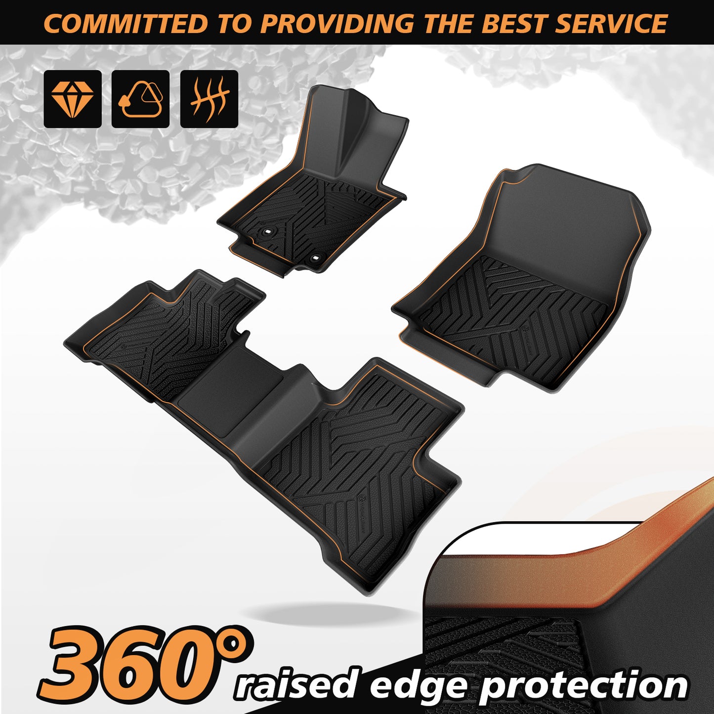 TripleAliners All Weather Floor Mats Compatible with 2026 Toyota RAV4 Hybrid Accessories TPE Custom Fit Odorless Anti-Slip Car Floor Liners (Won't Fit Plug-in Hybrid)