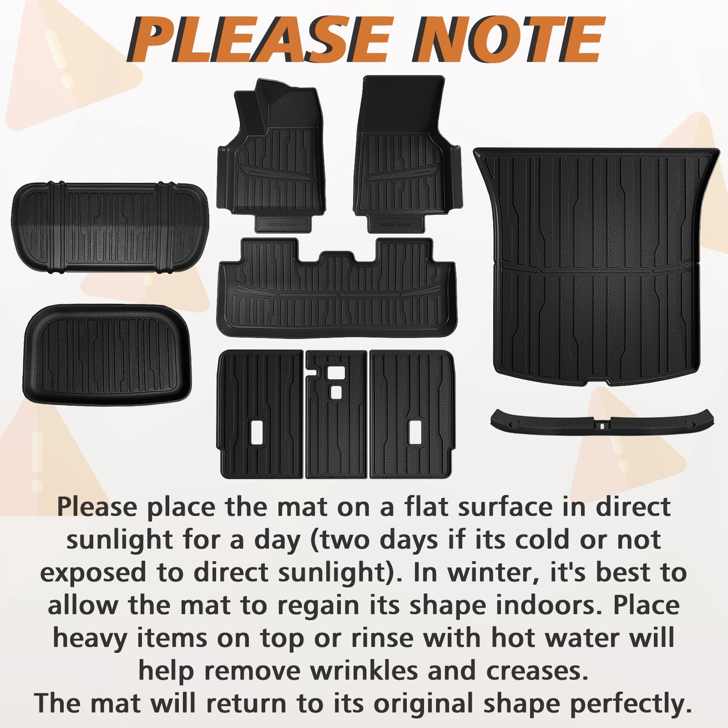 TripleAliners Floor Mats Fit for 2025 Tesla Model Y Juniper 10PCS Set Full Protection All Weather TPE Anti-Slip Custom Fit(Floor & Frunk & Trunk & Rear Lower & Backrest Mat & Bumper Guard )