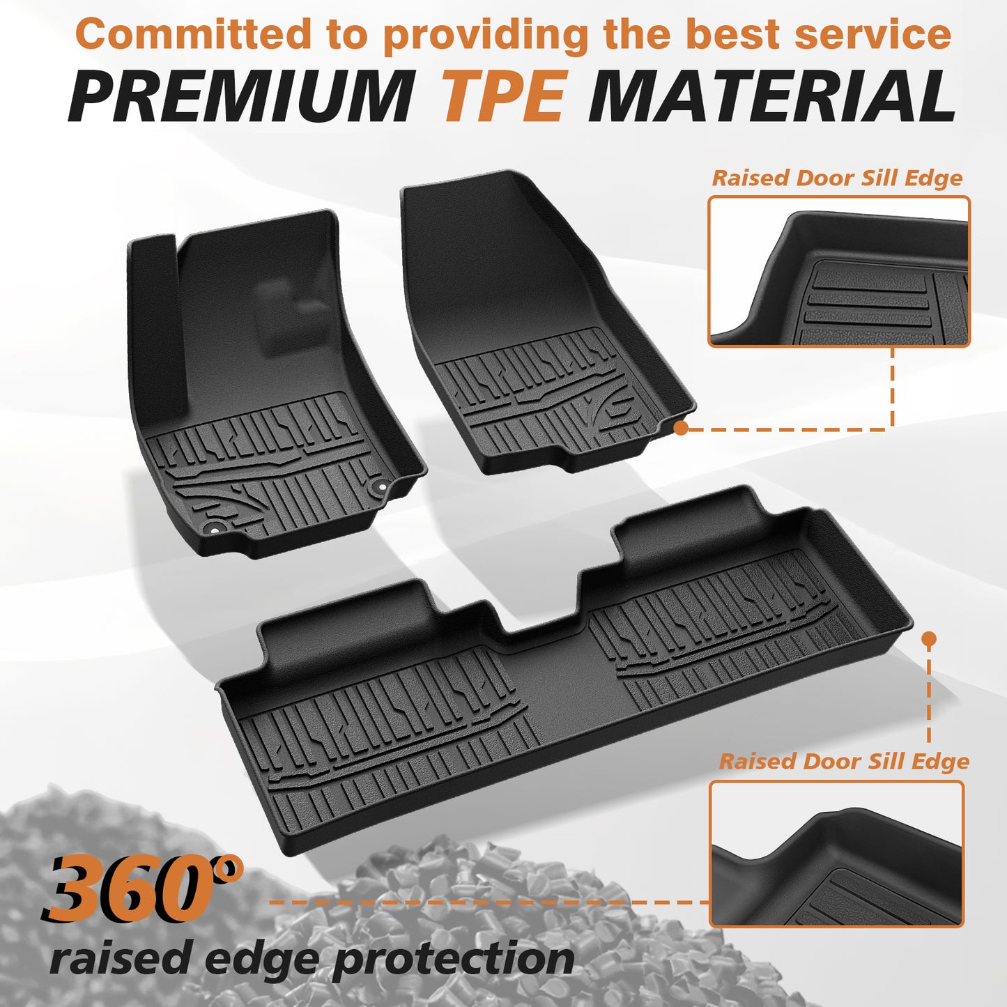 TripleAliners Floor Mats All Weather Compatible with 2025 Chevrolet Equinox Accessories 1st & 2nd Row Full Set Floor Liners TPE Custom Fit Protection Car Floor Mats (No for EV)