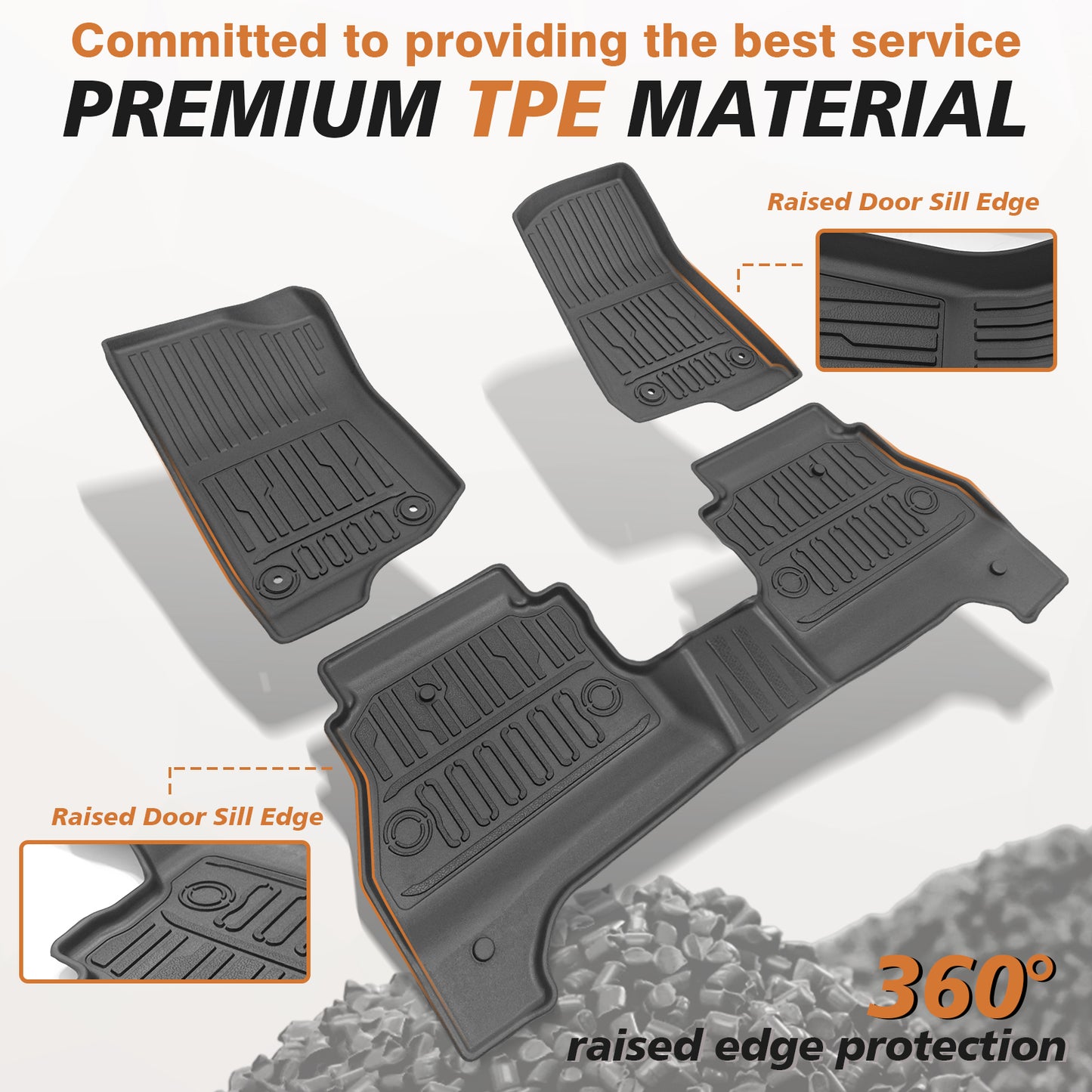 TripleAliners Floor Mats for 2020-2024 Jeep Gladiator JT