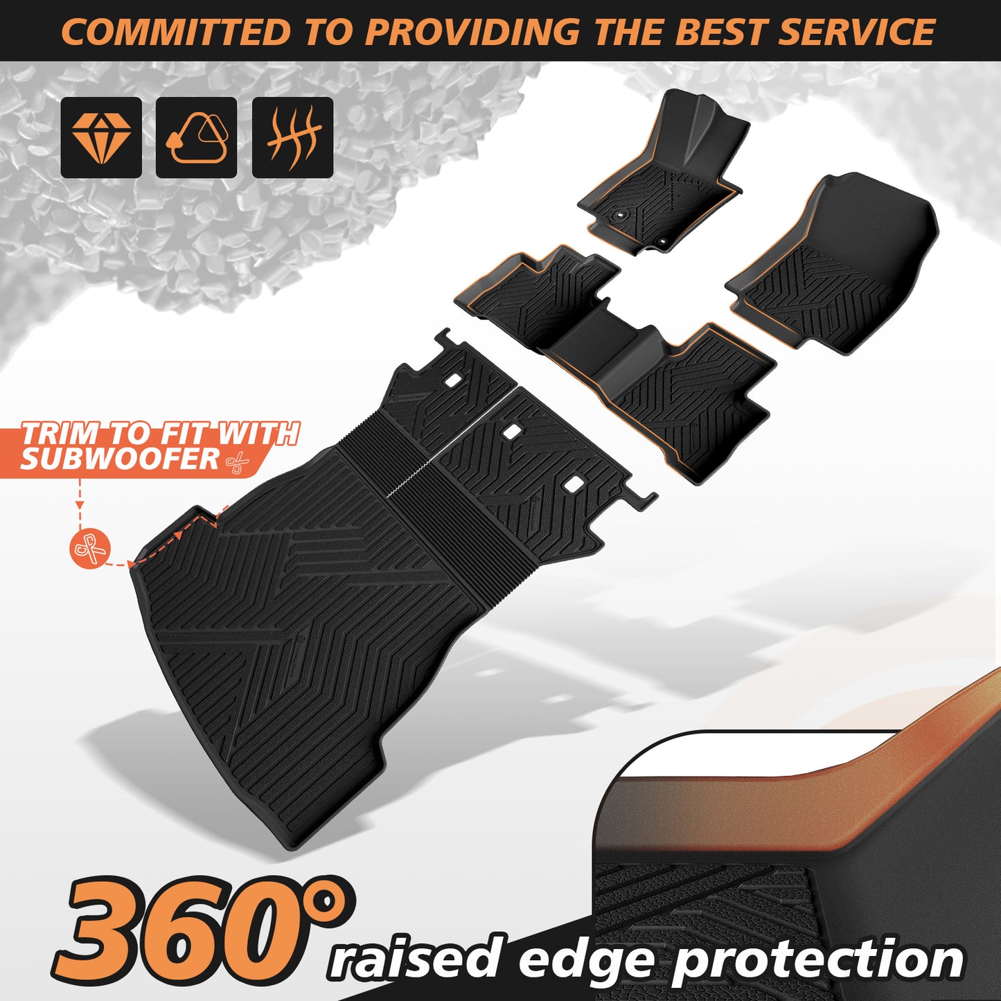 Floor Mats & Trunk Mat & Backrest Mats All Weather TPE Liners Compatible with 2026 Toyota RAV4 Hybrid, Custom Fit Cargo Liner Seat Back Covers (Won't Fit Plug-in Hybrid)