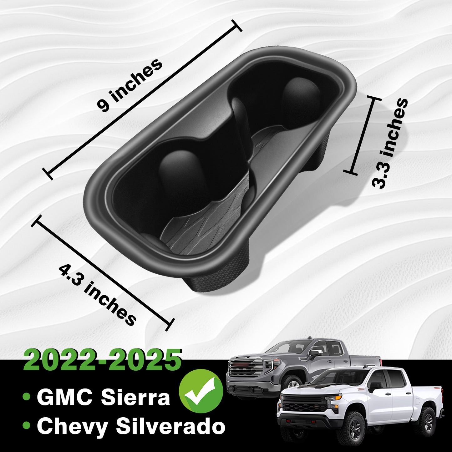 Center Console Cup Holder Inserts Compatible with 2022-2024 2025 Chevy Silverado & GMC Sierra Accessories Middle Console Drink Holder TPE Organizer Non-Slip Drink Stopper(Bucket Seat Only)
