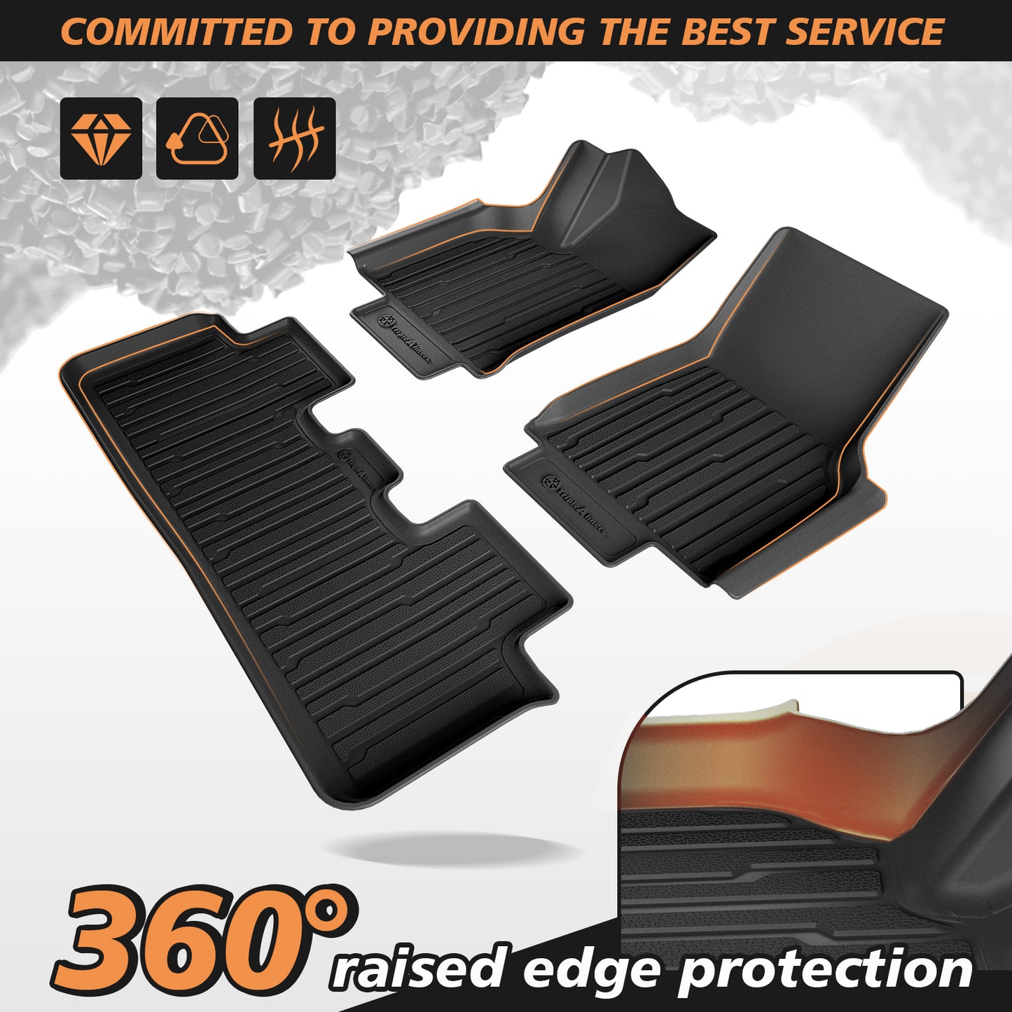TripleAliners Floor Mats for 2025+ Tesla Model Y Juniper Standard (for Standard Trim ONLY)