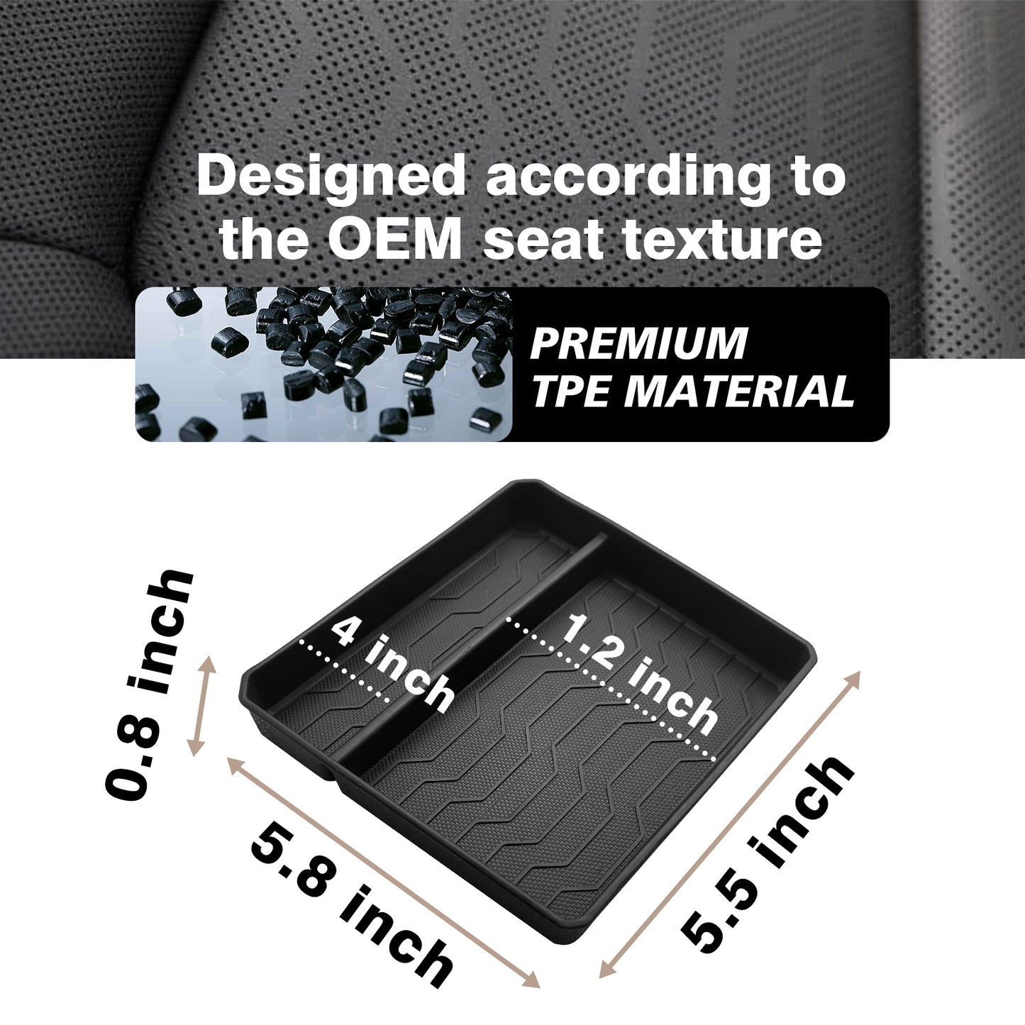 Center Console OEM Tray Insert Divider and Console Bottom Mat Set for 2023-2024 Colorado and Canyon