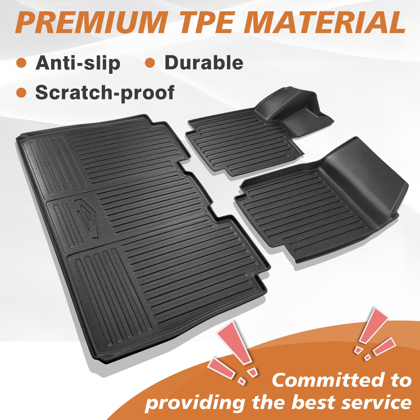 Triplealiners Floor Mats Compatible with Tesla Cybertruck 2023 2024 1st and 2nd Row