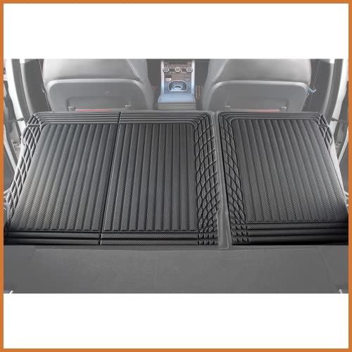 TripleAliners Vehicle Mat Universal Fit Trunk Cargo Liner All-Weather XPE Material Rear Cargo Mat SeatBack Protector Trimmable Design Compatible with Most Vehicle Sedan SUV(Seat Back Cover+Trunk Mat)