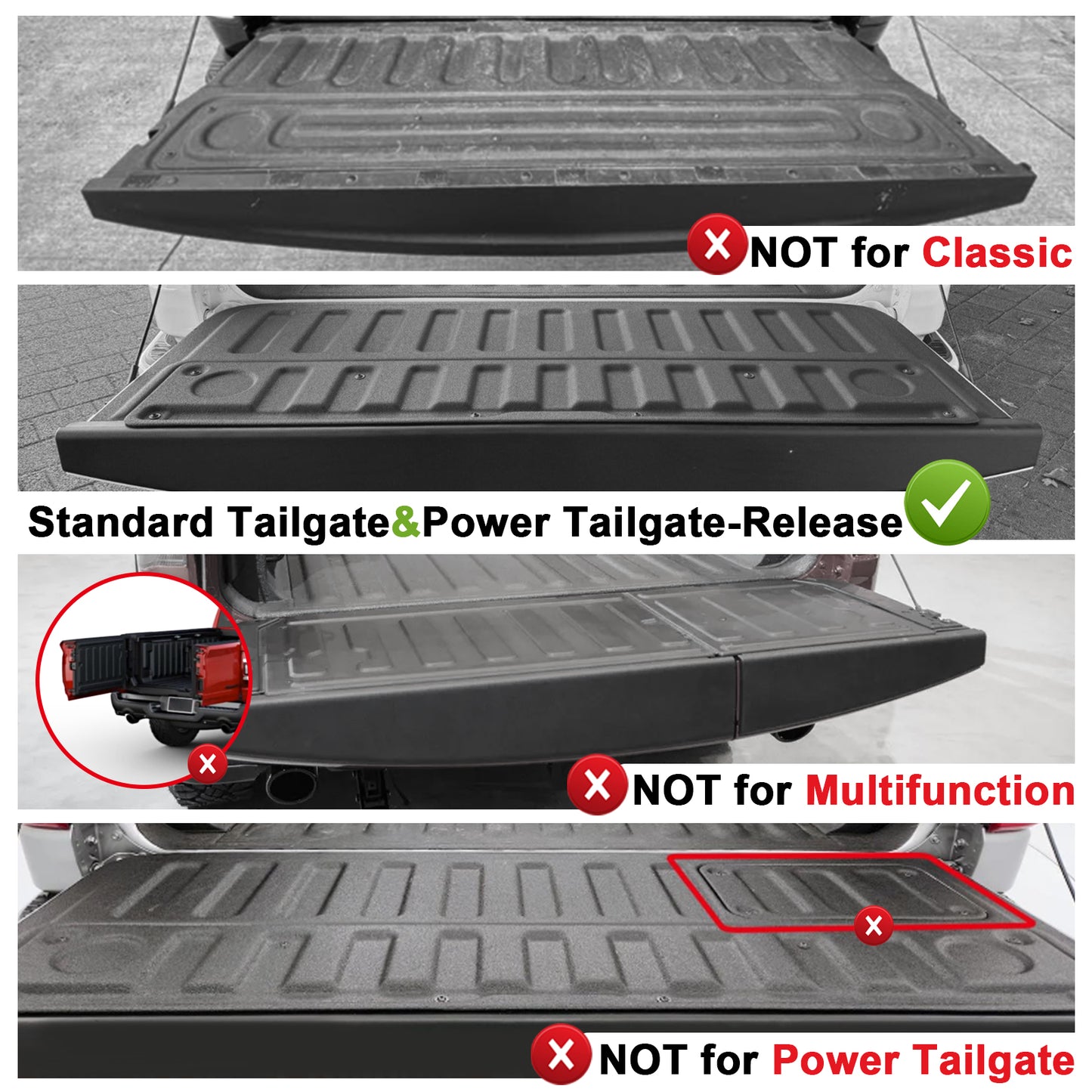 TripleAliners Tailgate Mat for 2019-2025 2026 Dodge Ram 1500 Power Tailgate-Release&Standard Tailgate Accessories Liner Protector TPE Custom Fit (Won't Fit Classic/Multifunction/Power Tailgate)