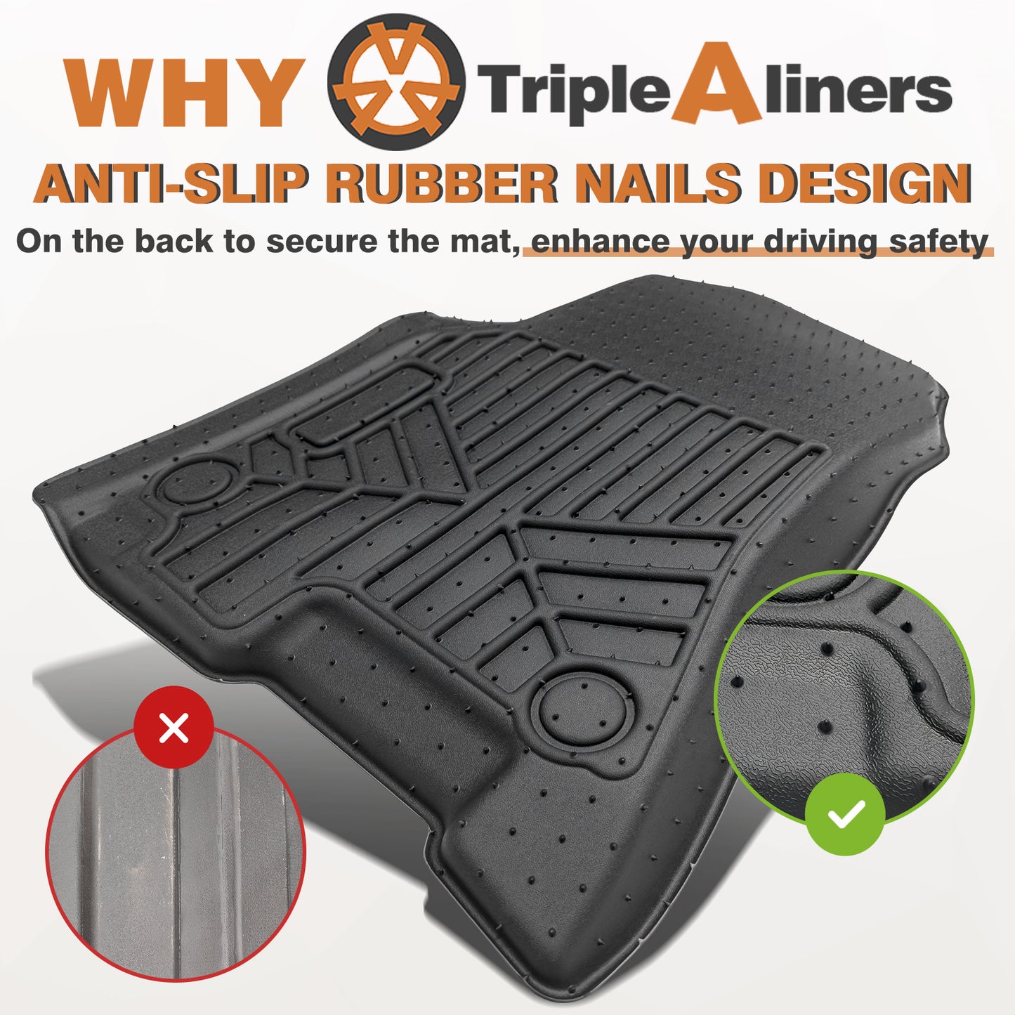 Triplealiners Floor Mats Compatible with 2019-2024 RAM 1500 Crew Cab 1st and 2nd Row (Not for Classic)