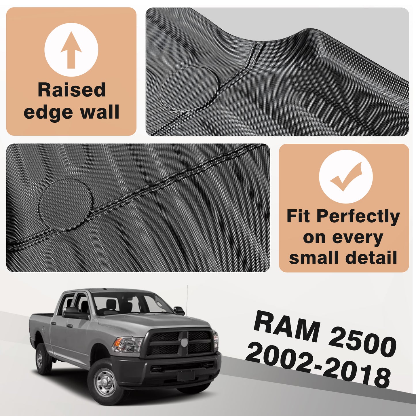 Truck Bed Mat for 2002-2018 Dodge RAM 1500/2500/3500 6'4" Heavy Duty