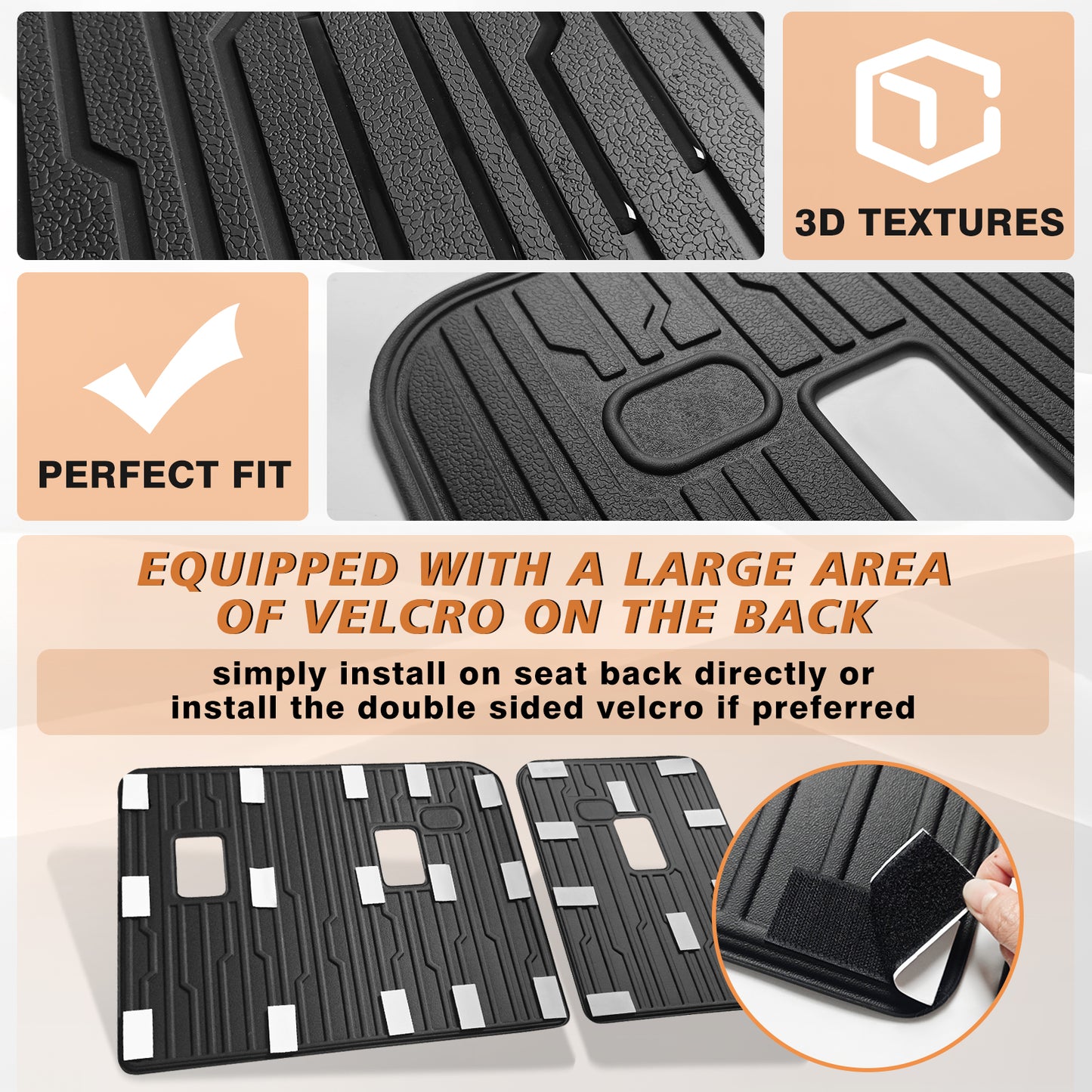 TripleAliners Vehicle Mat Cargo Liner Rear Back Seat Protector Cover Backrest Mats All Weather Liners Compatible with 2024+GMC Acadia/Chevy Traverse&2025 Buick Enclave TPE Third Row Seats Back Cover