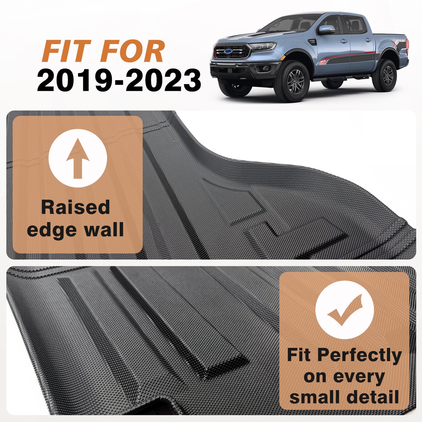 Truck Bed Mat for Ford Ranger 2019-2023 5FT Bed