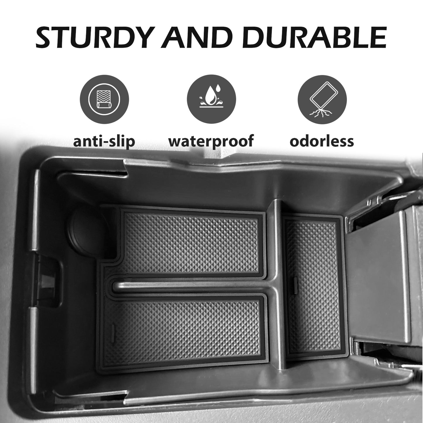 for 2024 Mustang Door Handle Storage Box 2PCS Door Pocket Insert Organizer Interior Accessories Armrest Phone Container ABS Tray