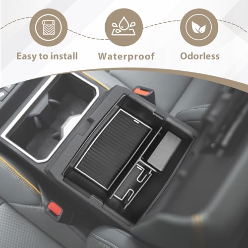 TripleAliners Center Console Organizer Compatible with Toyota Tacoma 2024 & 2025 4Runner Accessories Middle Console Storage Box ABS Material with Anti-Slip Mats Interior Insert Tray