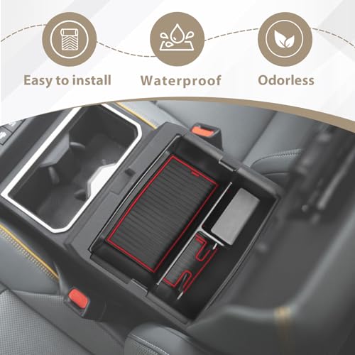 TripleAliners Center Console Organizer Compatible with Toyota Tacoma 2024 & 2025 4Runner Accessories Middle Console Storage Box ABS Material with Anti-Slip Mats Interior Insert Tray