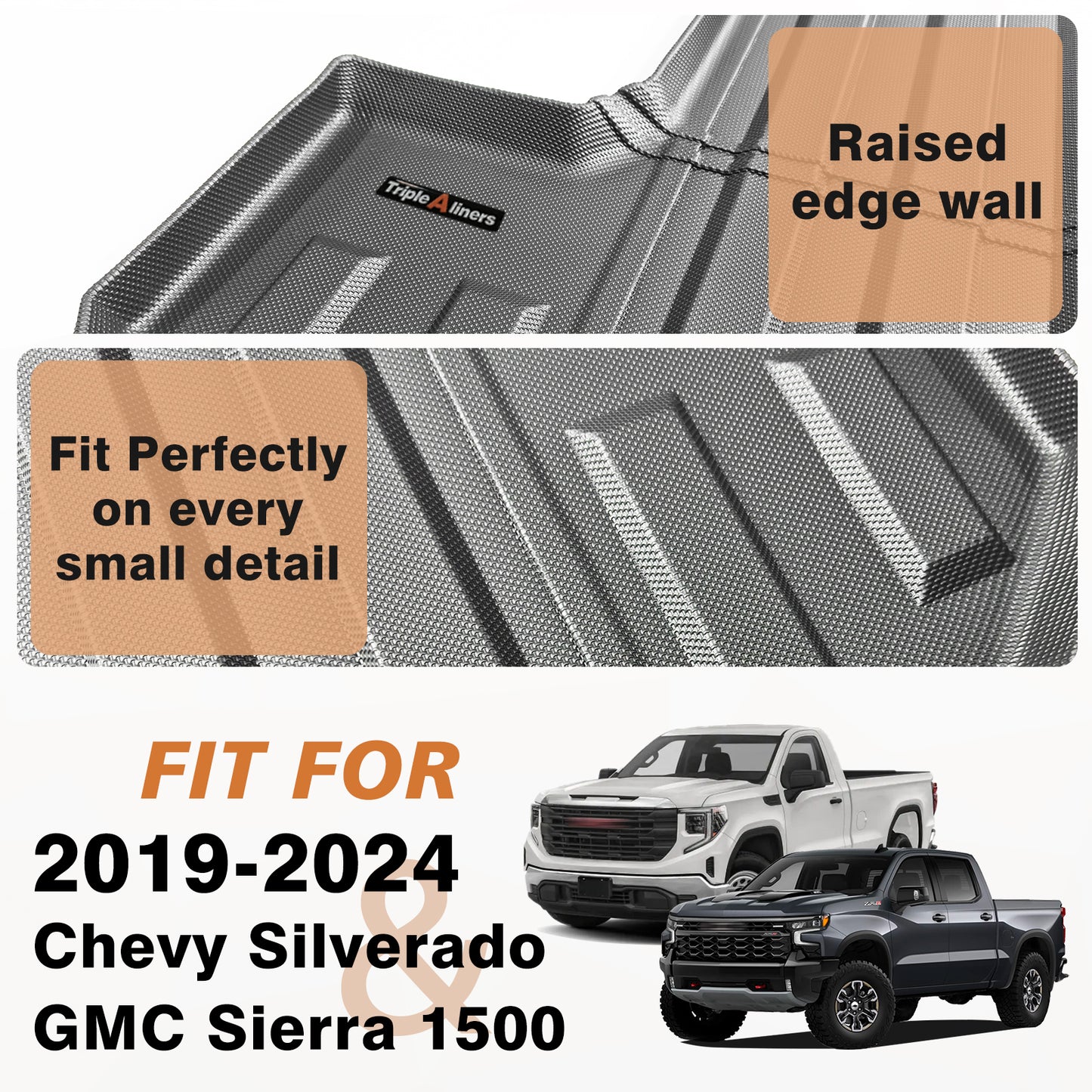 Trunk Bed Mat for Chevy Silverado/GMC Sierra 1500 2019-2024 5'8'' (69.9inch) Crew Cab Short Bed