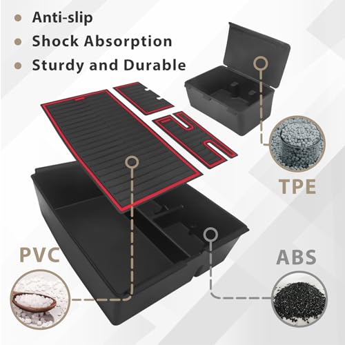 TripleAliners Center Console Organizer Compatible with Toyota Tacoma 2024 & 2025 4Runner Accessories Middle Console Storage Box ABS Material with Anti-Slip Mats Interior Insert Tray