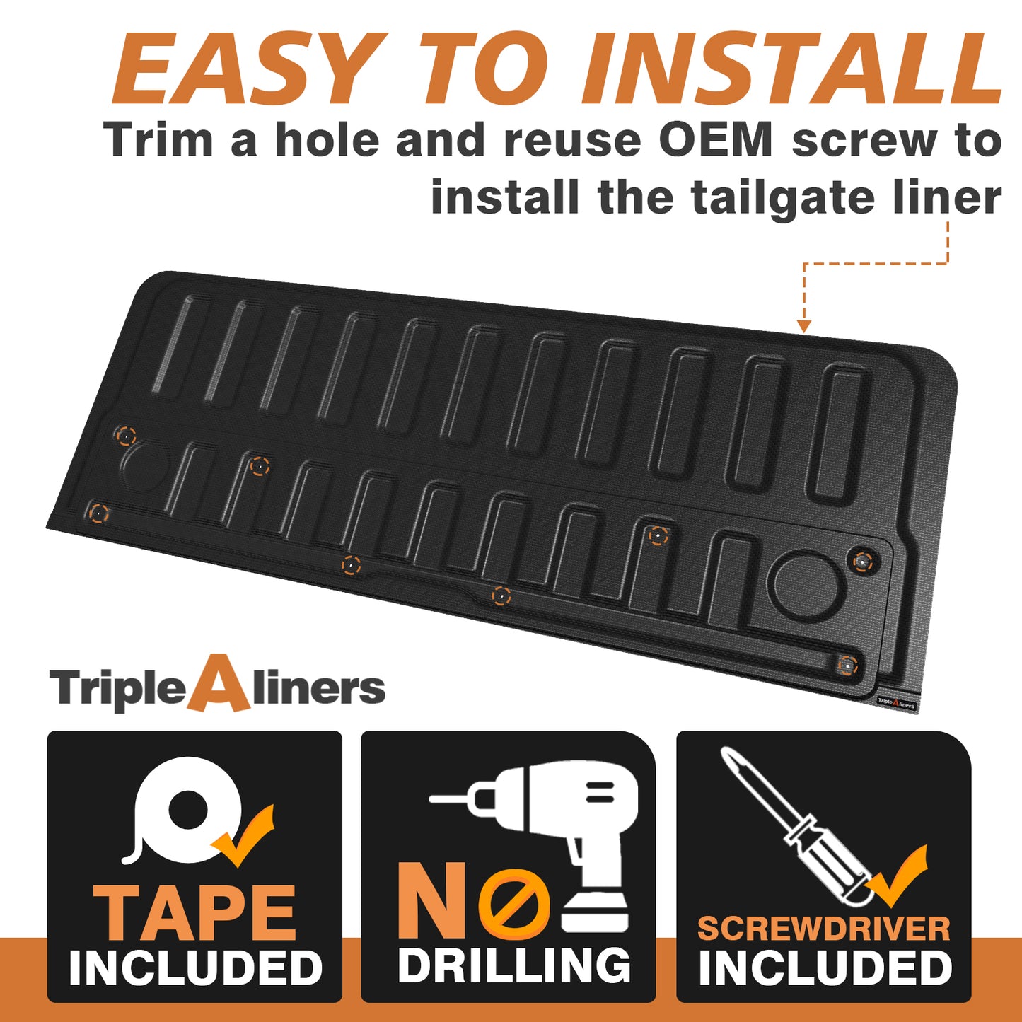 TripleAliners Tailgate Mat for 2019-2025 2026 Dodge Ram 1500 Power Tailgate-Release&Standard Tailgate Accessories Liner Protector TPE Custom Fit (Won't Fit Classic/Multifunction/Power Tailgate)