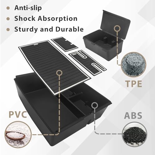 TripleAliners Center Console Organizer Compatible with Toyota Tacoma 2024 & 2025 4Runner Accessories Middle Console Storage Box ABS Material with Anti-Slip Mats Interior Insert Tray