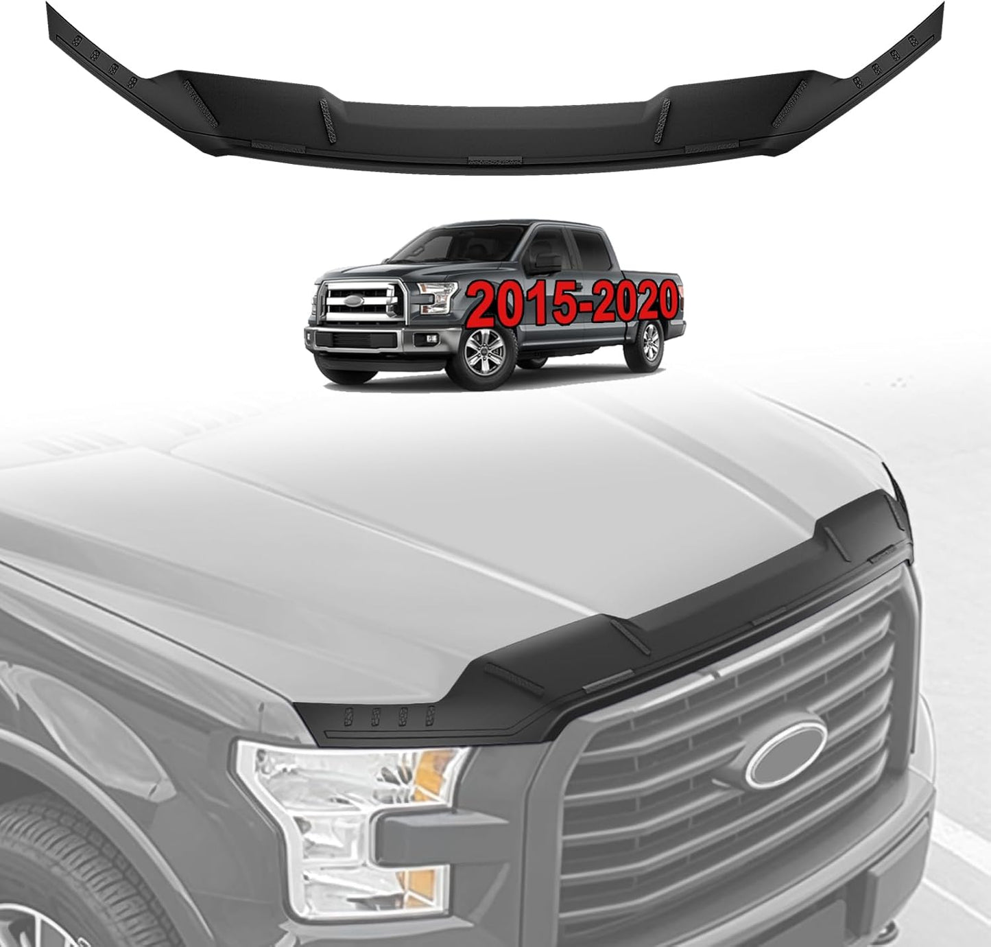 TripleAliners Hood Deflector Protector Compatible with 2015-2020 Ford F-150 F150 Accessories Hood Protector TPE Bug Deflector Shield Replacement