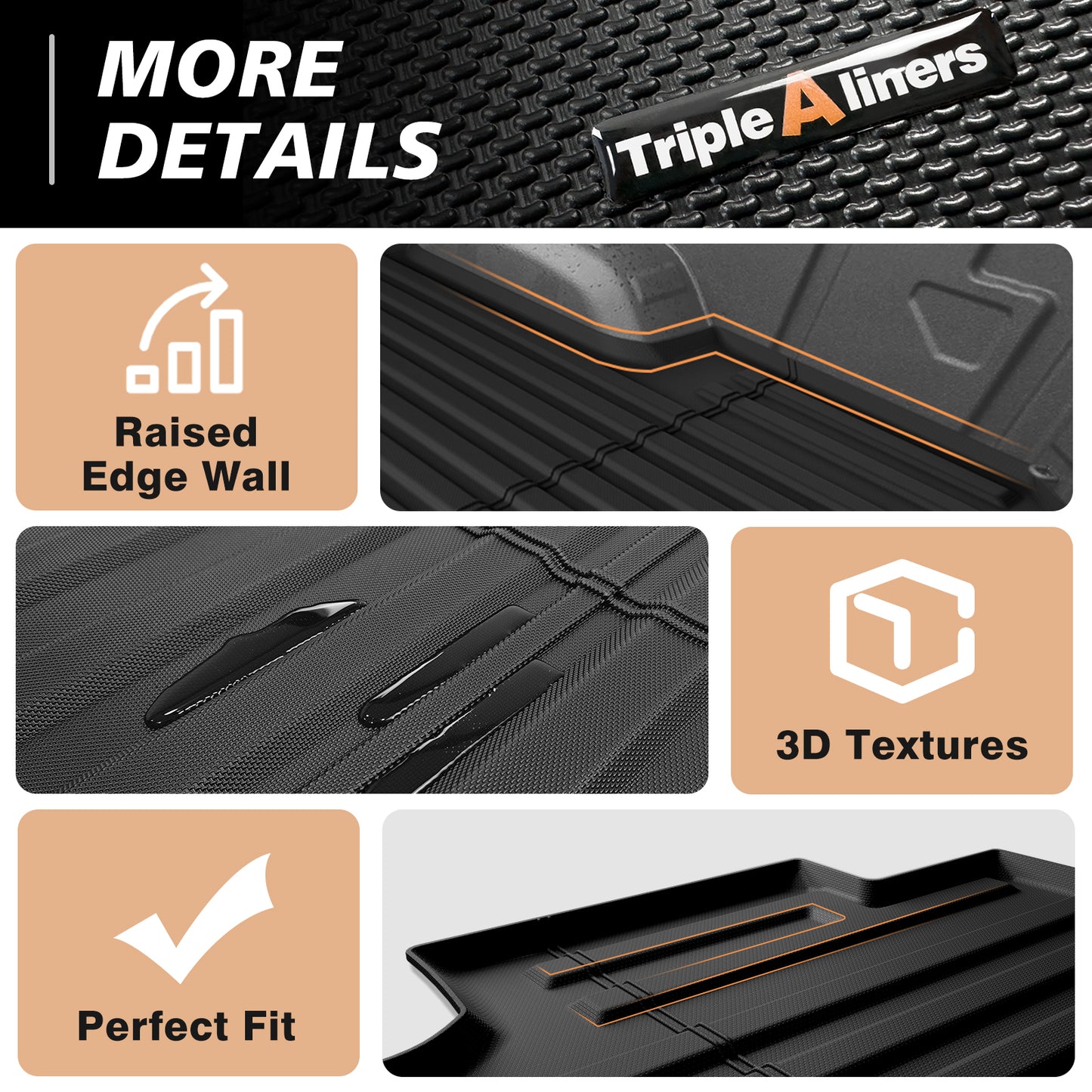 TripleAliners 8.2FT Truck Bed Mat for 2019+ Chevy Silverado/GMC Sierra 1500