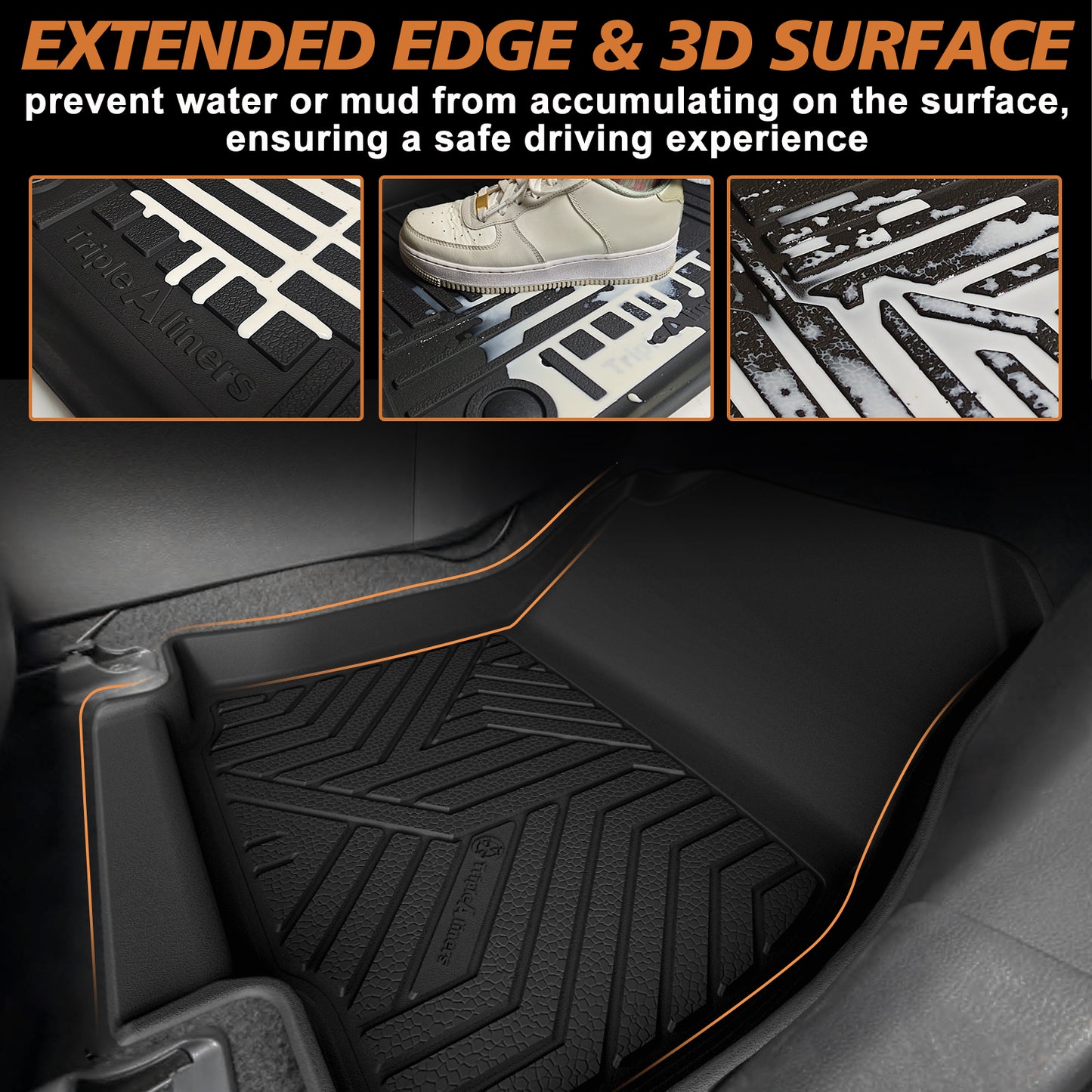 TripleAliners All Weather Floor Mats Compatible with 2026 Toyota RAV4 Hybrid Accessories TPE Custom Fit Odorless Anti-Slip Car Floor Liners (Won't Fit Plug-in Hybrid)