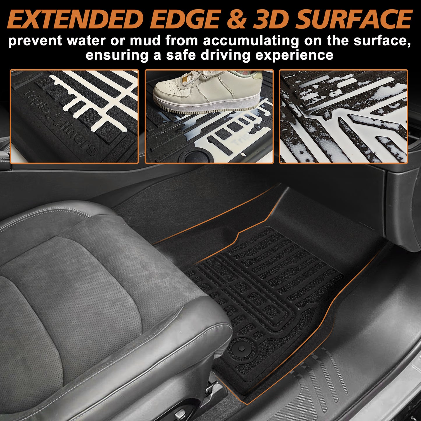 TripleAliners All-Weather Mats Compatible with 2025 2024 Dodge Charger EV Accessories Floor Liners Trunk Cover Custom Fit TPE Heavy-Duty Liners (Floor Mats)