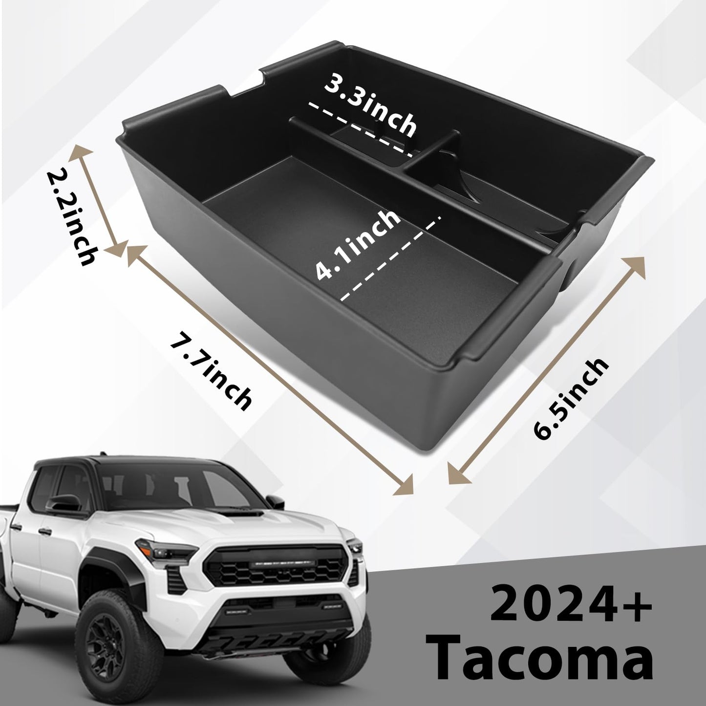 TripleAliners Center Console Organizer Compatible with Toyota Tacoma 2024 & 2025 4Runner Accessories Middle Console Storage Box ABS Material with Anti-Slip Mats Interior Insert Tray