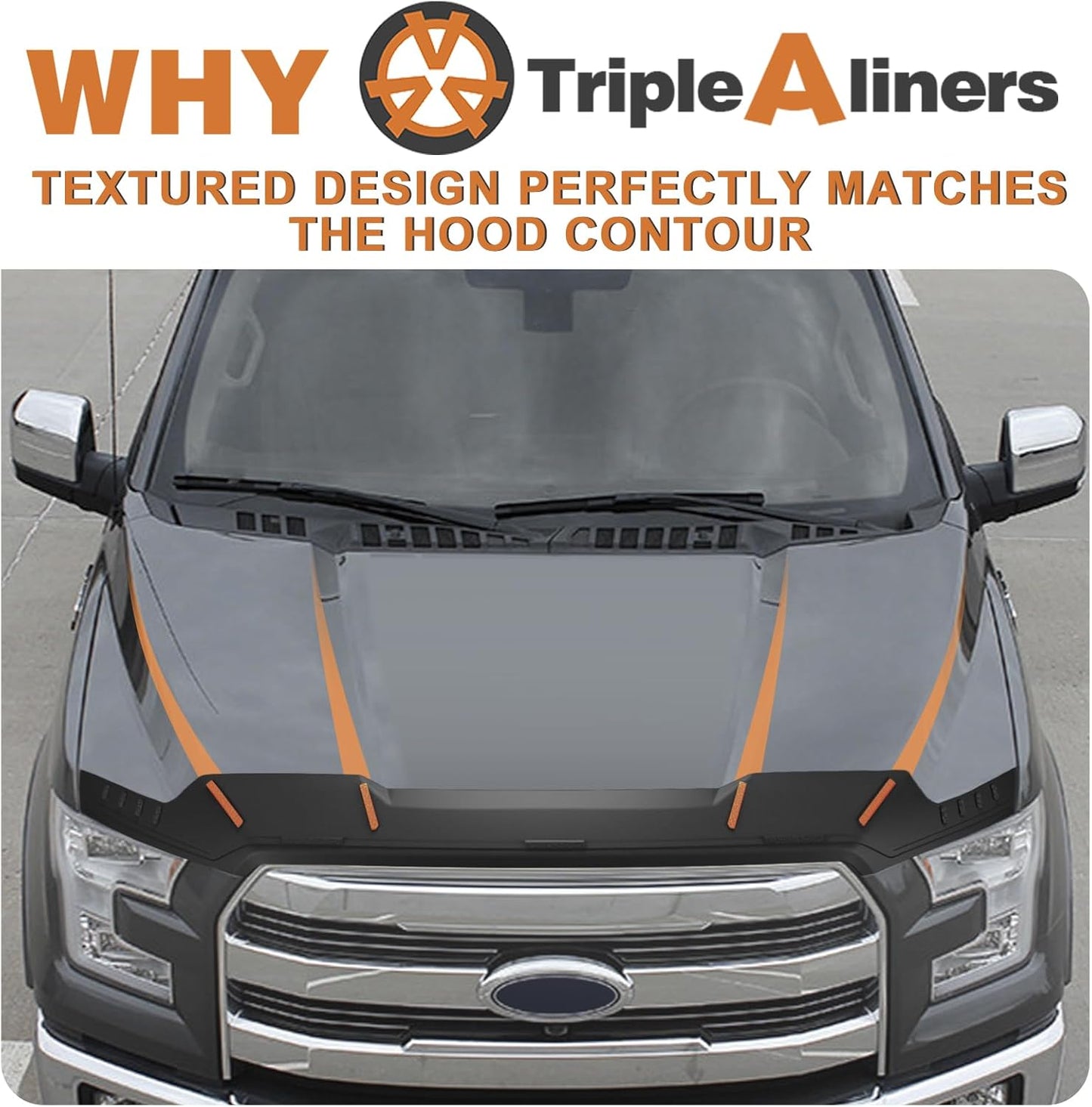 TripleAliners Hood Deflector Protector Compatible with 2015-2020 Ford F-150 F150 Accessories Hood Protector TPE Bug Deflector Shield Replacement