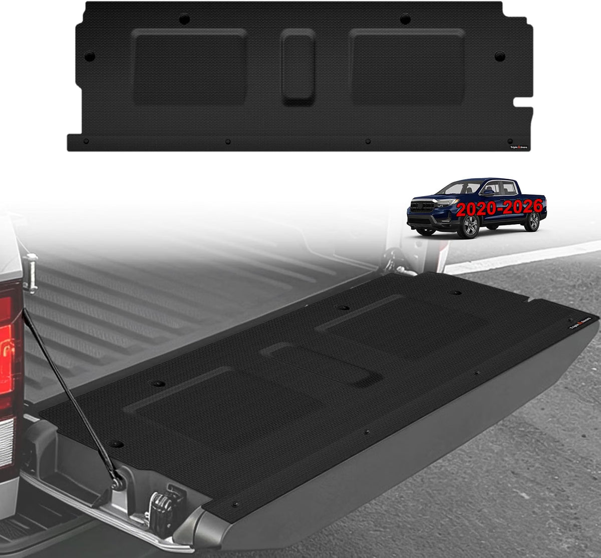 TripleAliners Tailgate Mat for 2020-2026 Honda Ridgeline Accessorie((Won't Fit Drop-in Liners) Pickup Tailgate Cover, Custom Fit, All Weather, Anti-Slip, Anti-Scratch, Work Trucks Accessories)